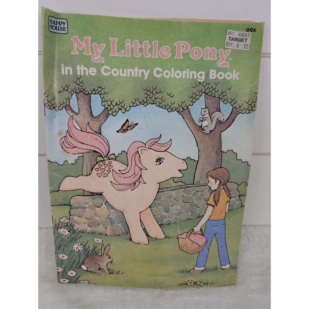 Vintage MY LITTLE PONY Coloring Book 80s Cartoon Country Farm Animals Barn READ